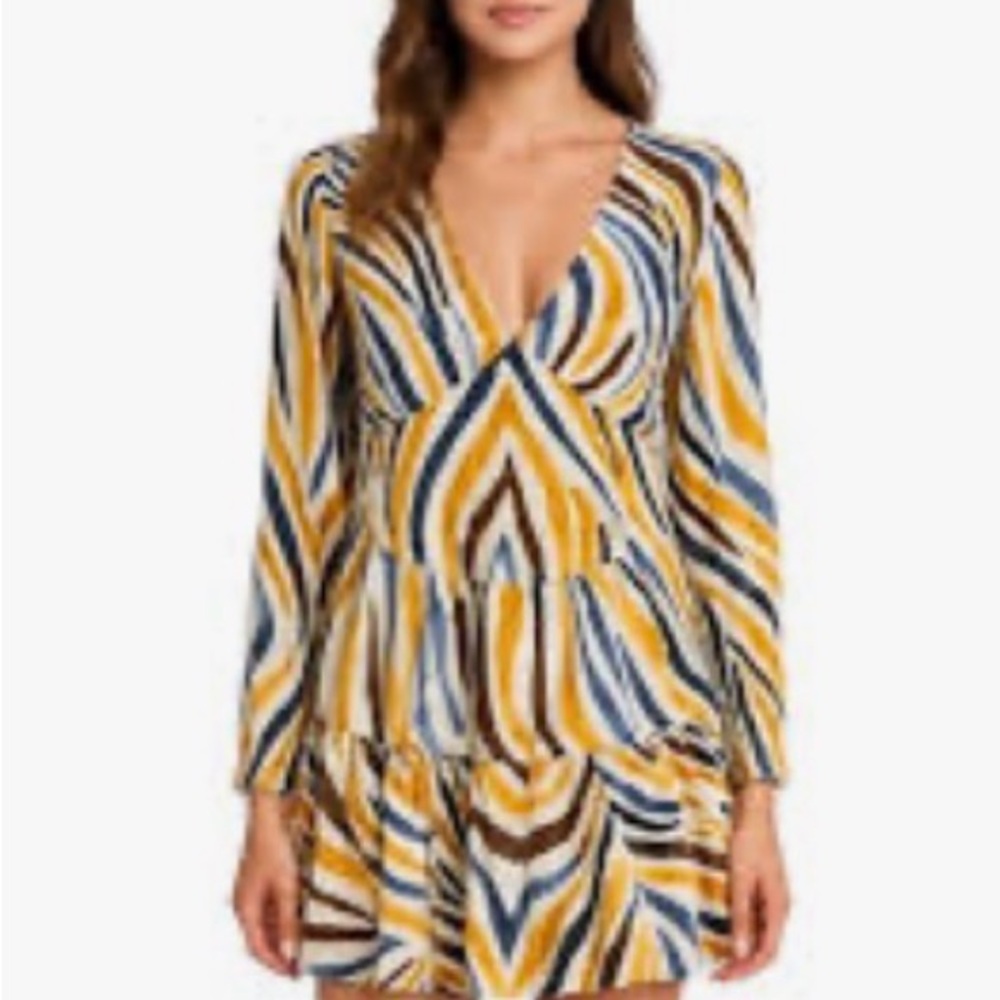 Hutch Womens Ivory Zebra Smocked Mini Fit & Flare Dress NWT $250